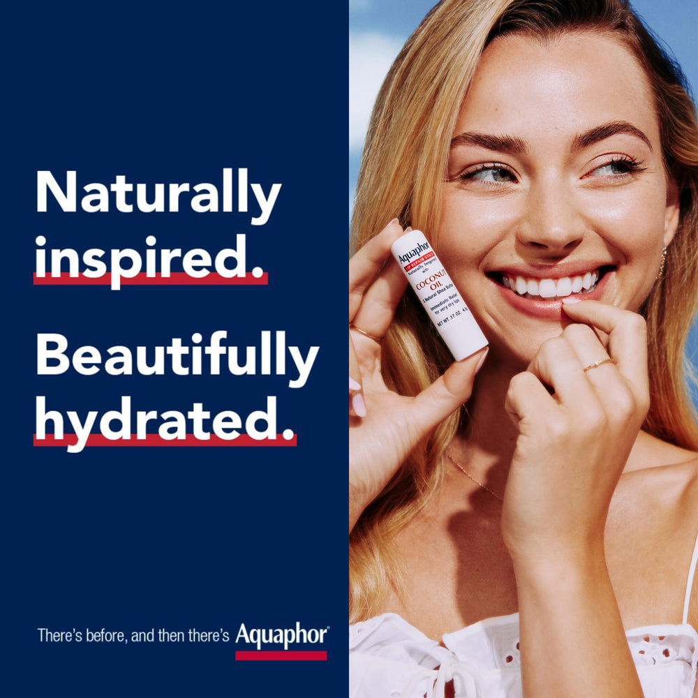 Aquaphor balm texture on lips providing instant moisturizing relief