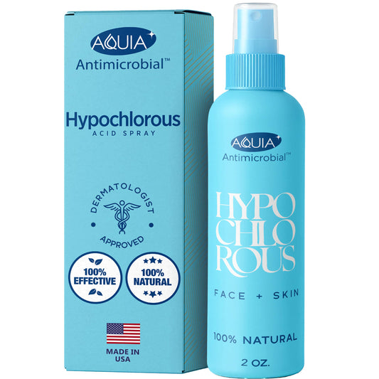 Aquia front label on 2oz bottle showing compact antimicrobial spray for travel