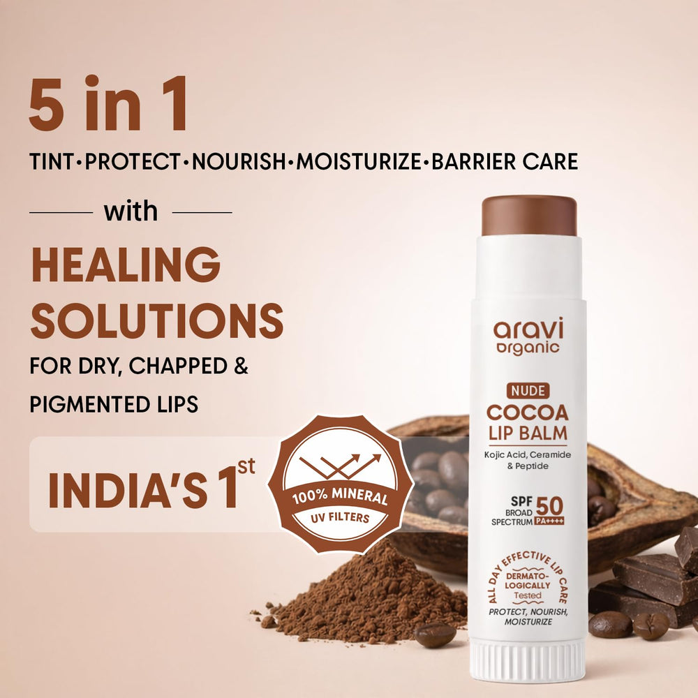 Aravi Organic texture close-up showing sheer glossy finish and moisturizing effect