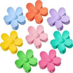 Arbogi front view of eight colorful flower claw clips showing variety and style benefits