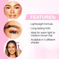 Ardell brow glue before and after comparison showing fuller, shaped brows benefit