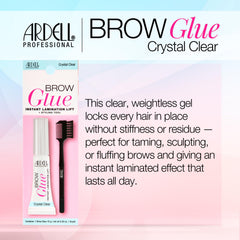 Ardell brow glue texture closeup demonstrating smooth clear formula for natural hold