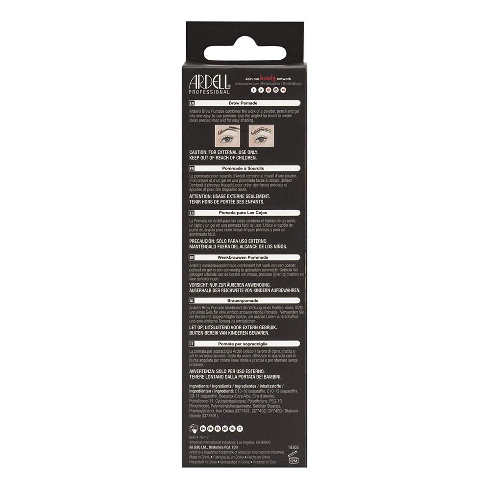 Ardell brow pomade dual-ended brush closeup angled tip and spoolie for precise shaping