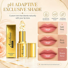 Areliaa lips application closeup showing natural adaptive tint benefit