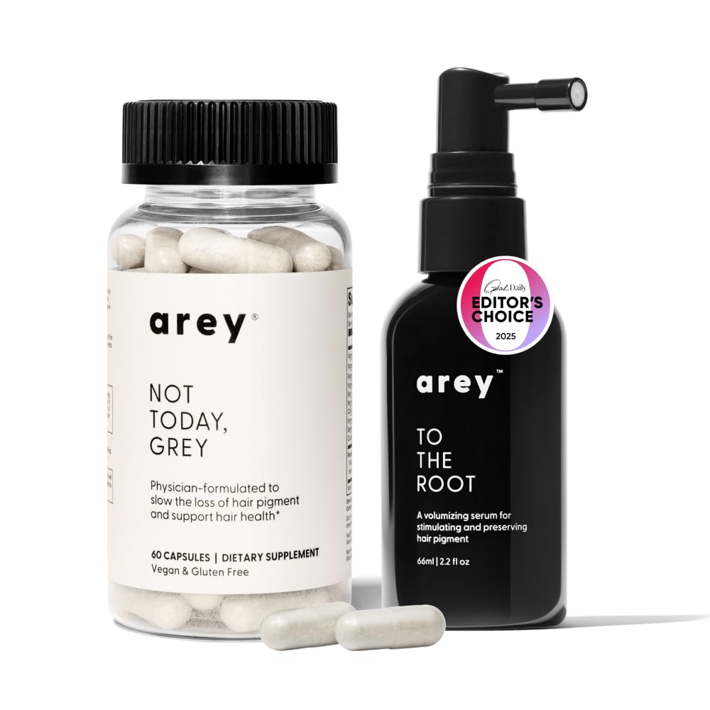 Arey front packaging showing complete anti-grey system and benefits