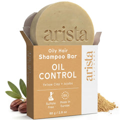 Arista shampoo bar front packaging showing eco-friendly design and benefits