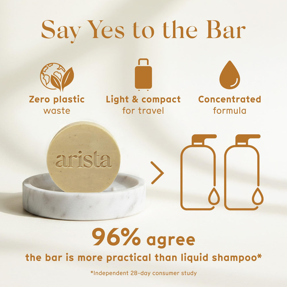 Arista shampoo bar label detail showing formulation and clean beauty claims