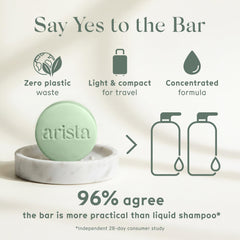 Arista shampoo bar resting on draining dish for proper drying