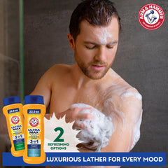 Arm & Hammer in shower lifestyle image showing convenient 3-in-1 use
