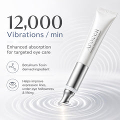 AROCELL applicator closeup highlighting vibrating tip for gentle massage and absorption