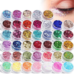 AROIC glitter kit packaging showing 40 color assortment and benefits