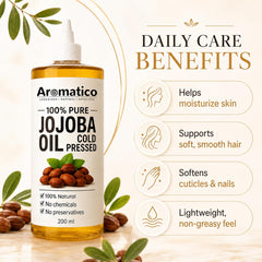 Aromatico label close-up showing cold-pressed and pure ingredient benefits
