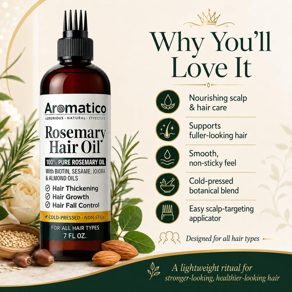 Aromatico pouring oil onto scalp during massage to show targeted application