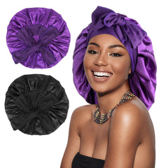 Arqumi front packaging showing two bonnets and colors protects hair