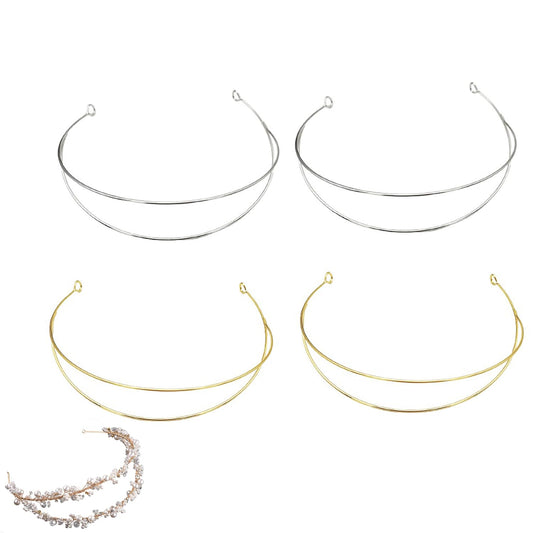 ArrErr front view of gold and silver tiara headbands showing shape and finish, for versatile crafting