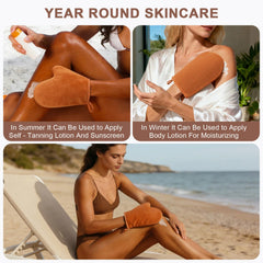 Arsmonjeal mini face mitt with self-tanner demonstrating precise facial application benefit