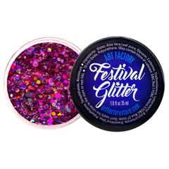 Art Factory jar front view showing vibrant pink glitter gel benefit instant shine