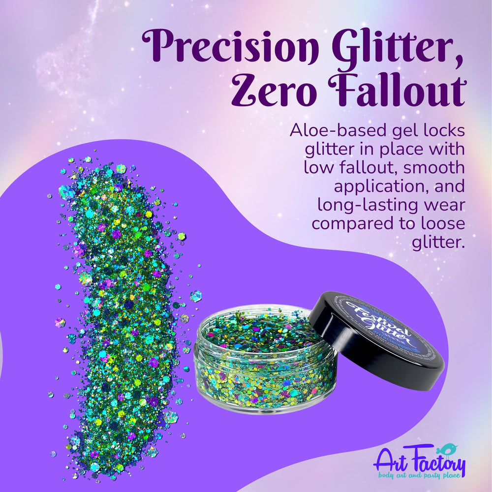 Art Factory close-up chunky holographic glitter showing multicolor reflective depth