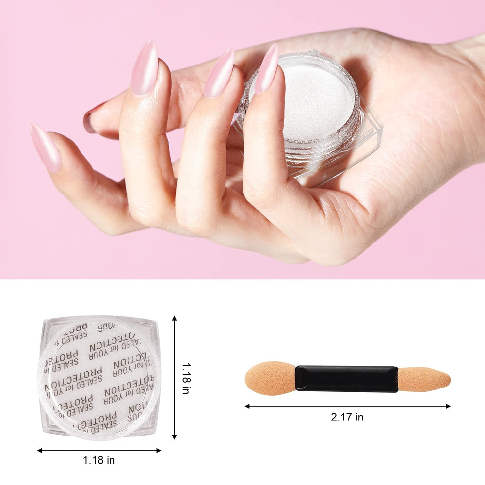 Artdone powder being applied on nail swatch demonstrating shine
