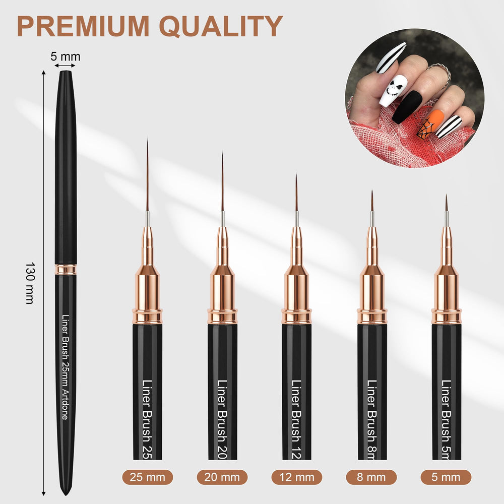 Artdone close-up of tapered brush tips showing fine point for precise lines