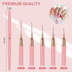 Artdone close-up of varied brush tips highlighting precision for delicate nail lines
