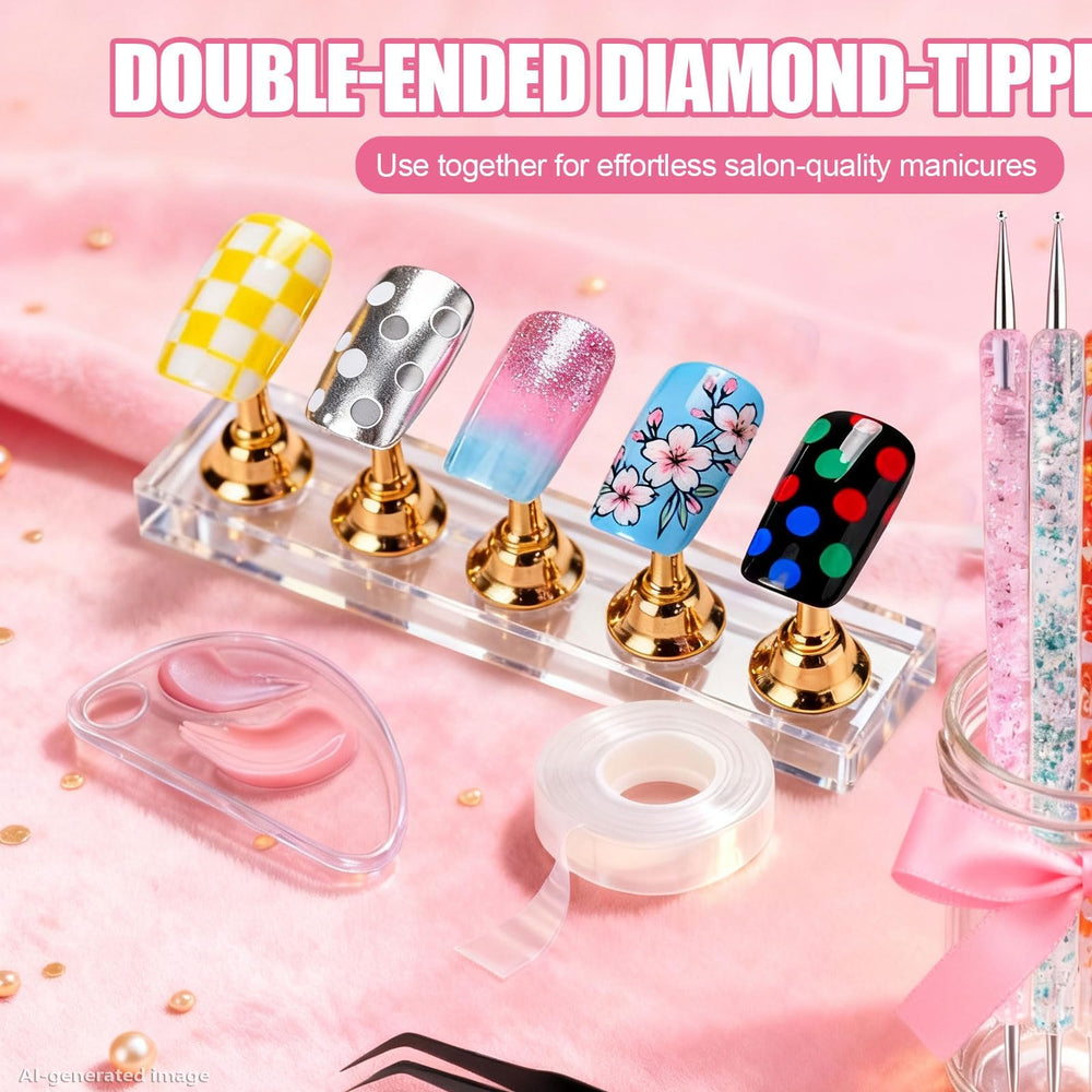 Artdone dotting tools with nail stands demonstrating steady, consistent dotting