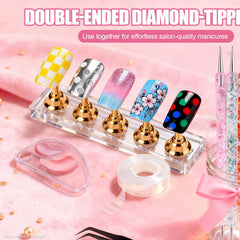 Artdone dotting tools with nail stands demonstrating steady, consistent dotting