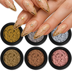 Artdone kit front packaging showing six chrome powder jars and benefits