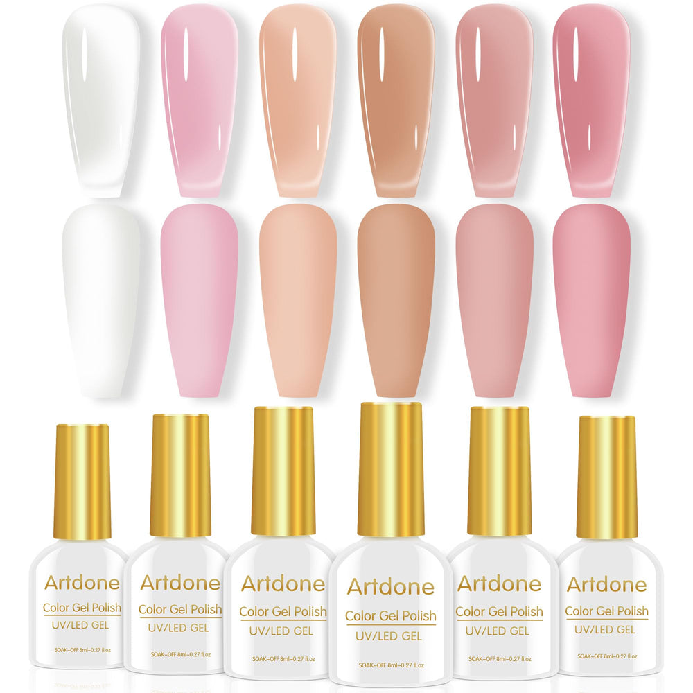 Artdone front packaging showing six translucent jelly gel pots and neutral tones