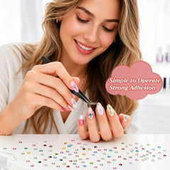 Artdone rhinestones applied to nails demonstrating detailed nail art embellishment