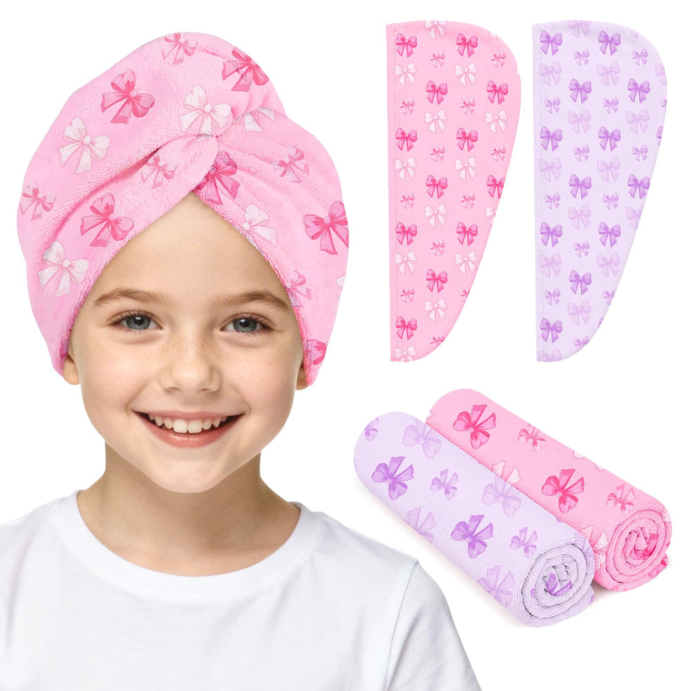 ArthomaHige front view of kids two-pack turbans shows vibrant colors and easy use