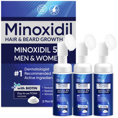Artimore 5% Minoxidil foam front packaging showing product benefits