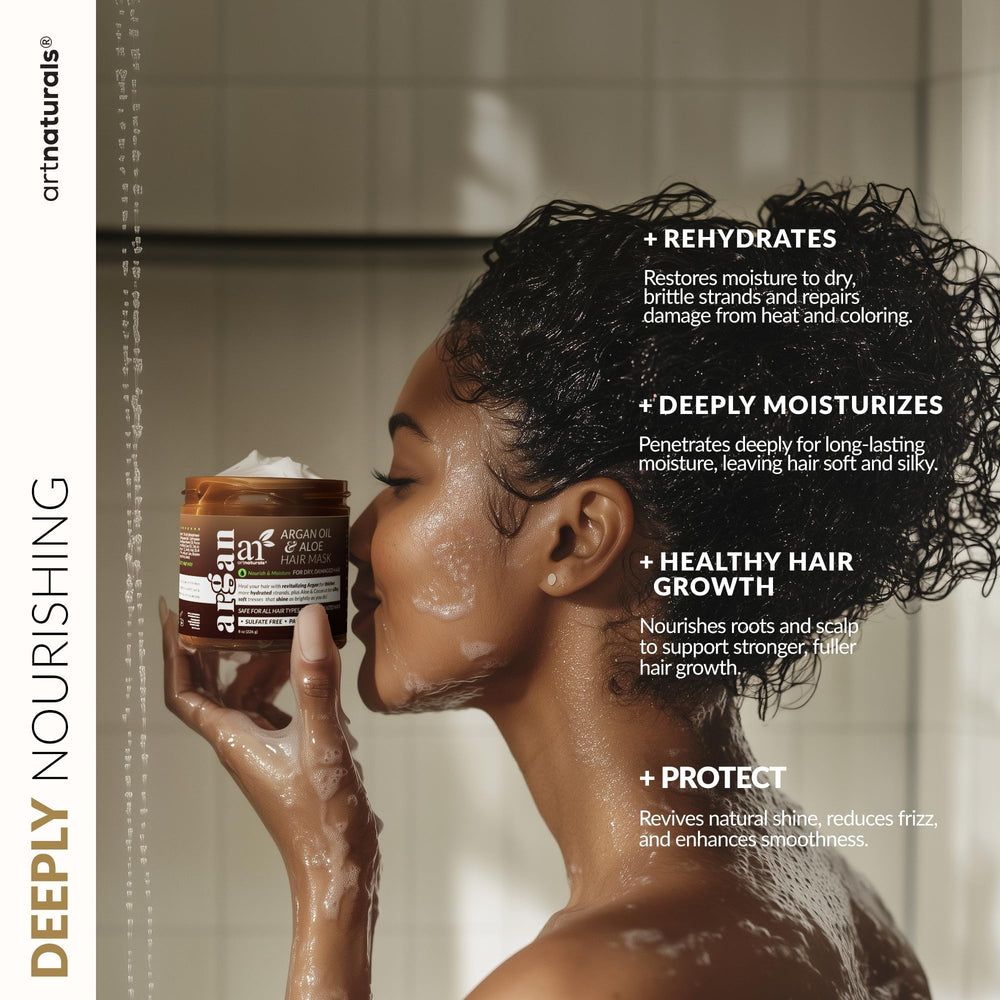 ArtNaturals bonnet worn overnight in bedtime routine to protect hair and preserve moisture