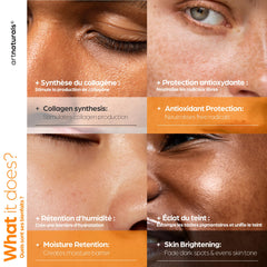 Artnaturals label close-up highlighting 20% Vitamin C and ingredient callouts