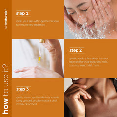 Artnaturals smoothing oil into hair ends to reduce frizz and add shine benefit