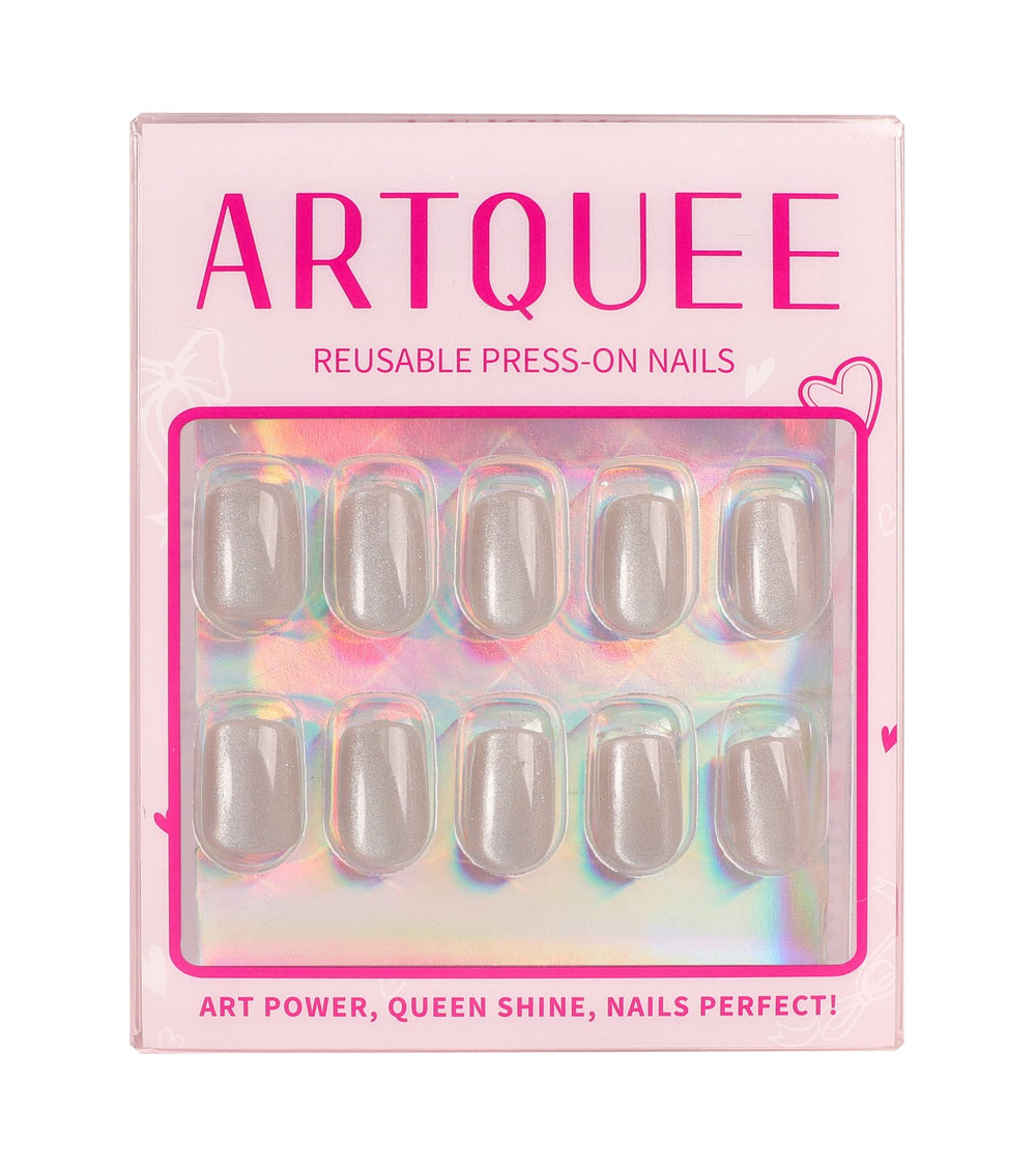 Artquee lifestyle image of woman wearing nude pink nails boosting polished style