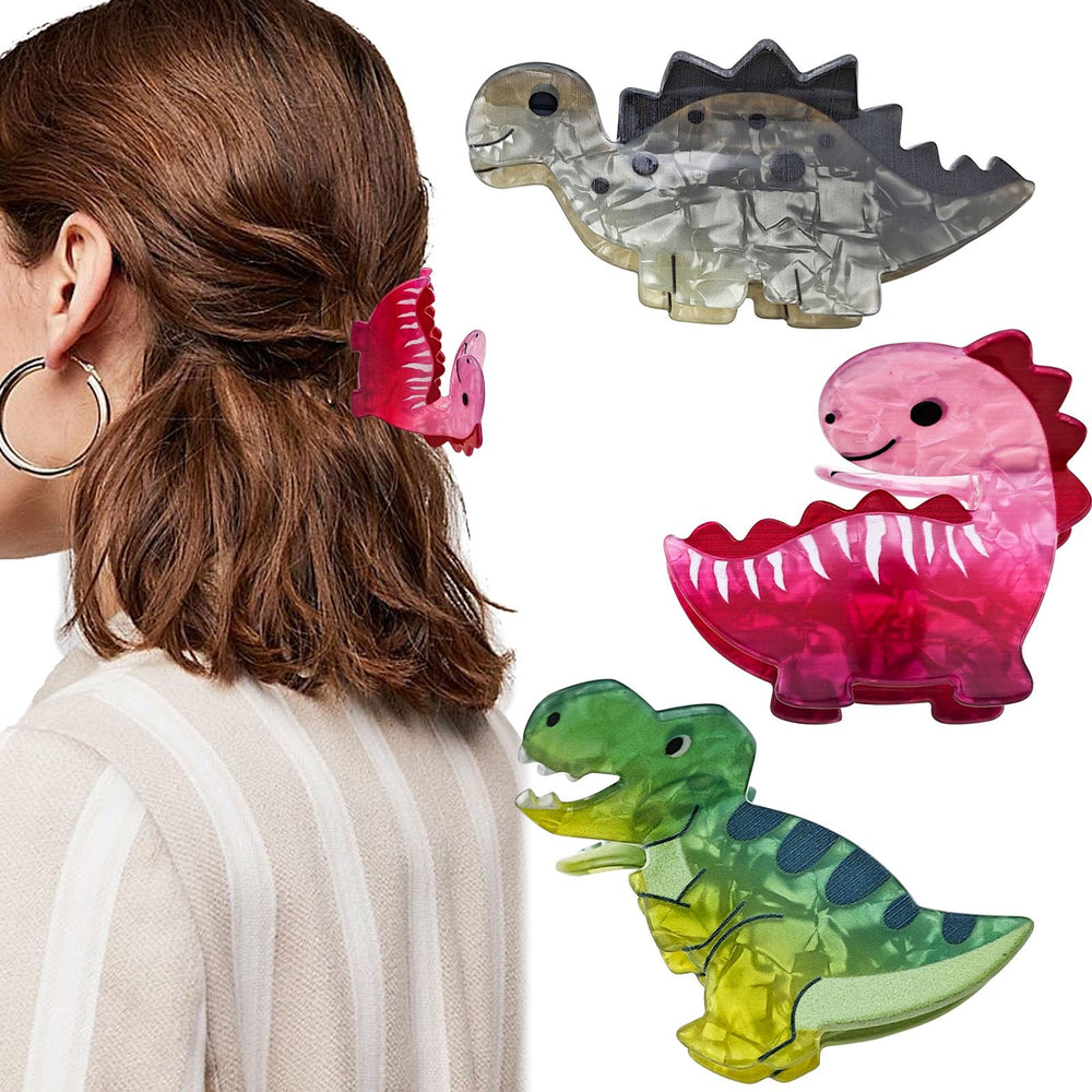 Arvintas front packaging showing three dinosaur clips, stylish gift-ready set