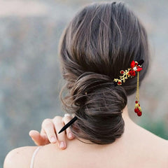 Arvintas worn in bun showing secure hold and elegant look on long hair