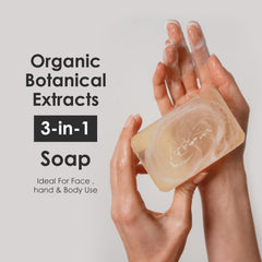 ARWIN soap in hand for size comparison, shows long-lasting 180g bar