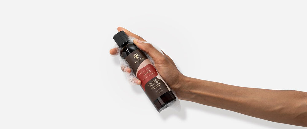 As I Am shampoo lather close-up showing creamy texture for gentle cleansing