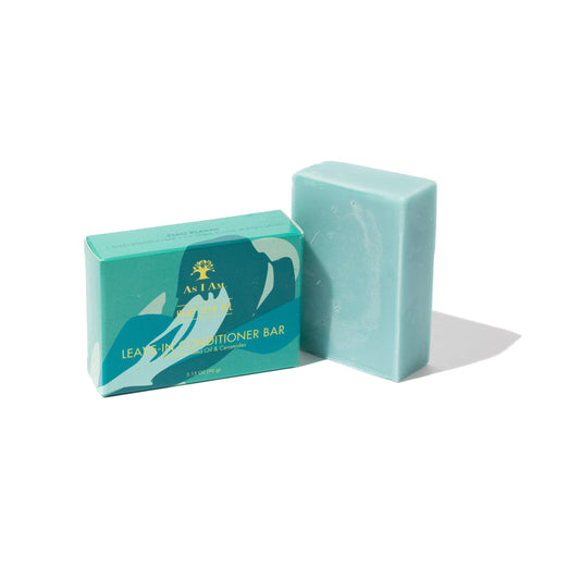 As I Am front packaging of hemp seed oil leave-in bar showing label and size, eco-friendly benefit