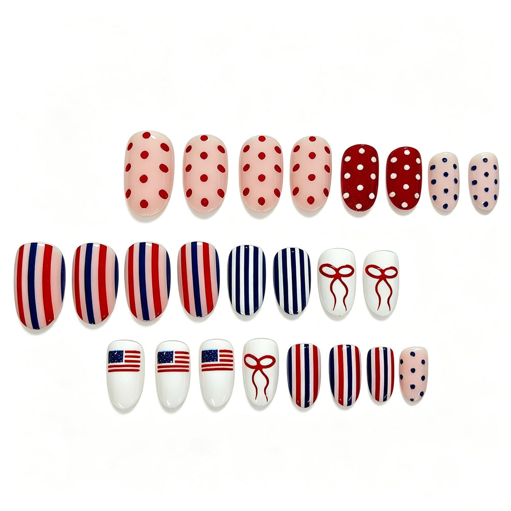 ASABITE nails worn at a party demonstrating instant patriotic manicure for events