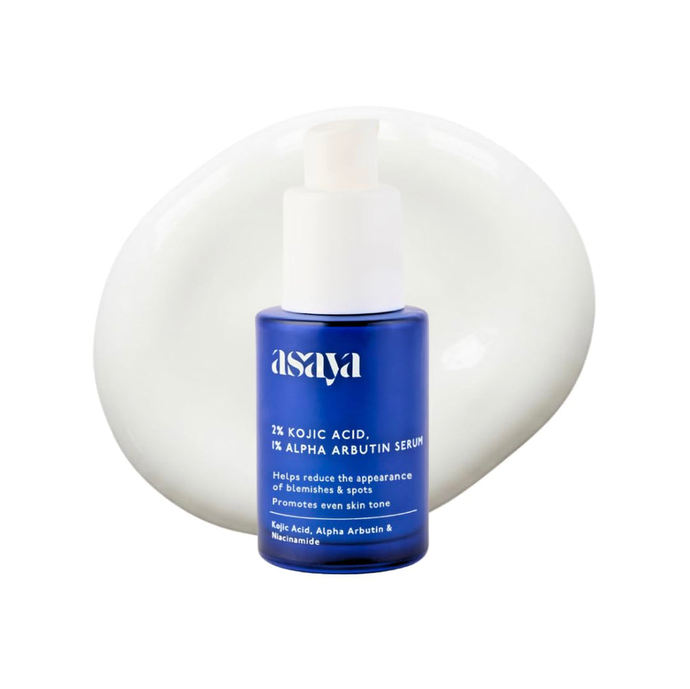Asaya front packaging showing serum bottle and brightening benefit