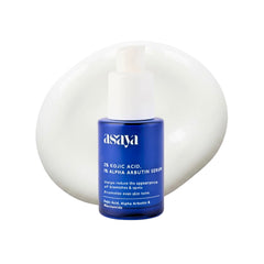 Asaya front packaging showing serum bottle and brightening benefit