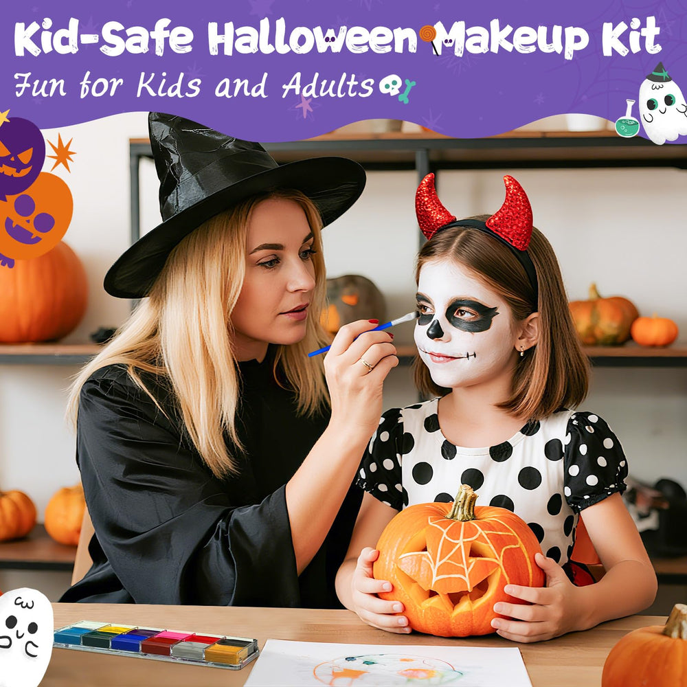 Child wearing Asddage face paint smiling at a party for easy application