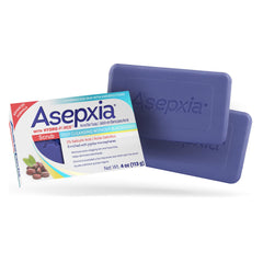 Asepxia front packaging showing the acne treatment bar, clear ingredient focus