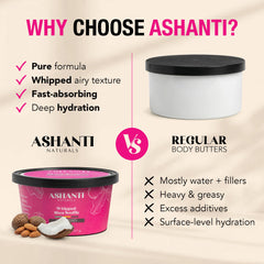 Ashanti Naturals label close-up displaying ingredient callouts and sourced-from-Ghana benefit