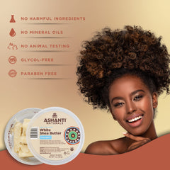 ashanti naturals chunky shea butter texture closeup illustrates rich emollient quality