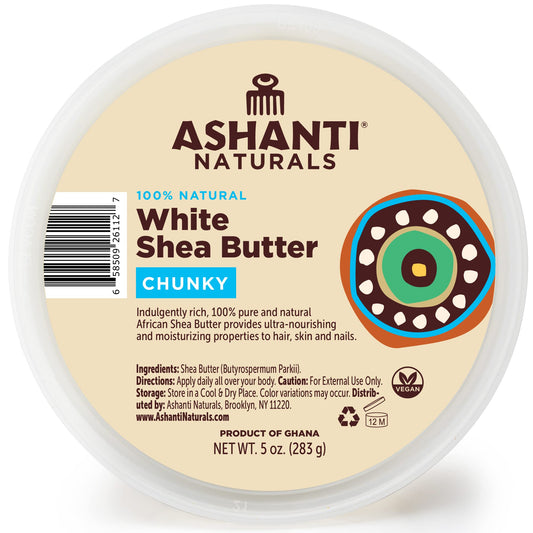ashanti naturals front packaging 5oz shows pure shea butter for trustworthy hydration