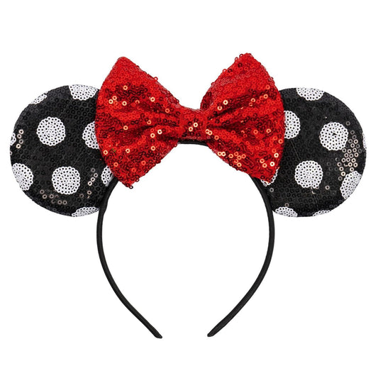 ASHONE front view headband with red bow showing festive finish